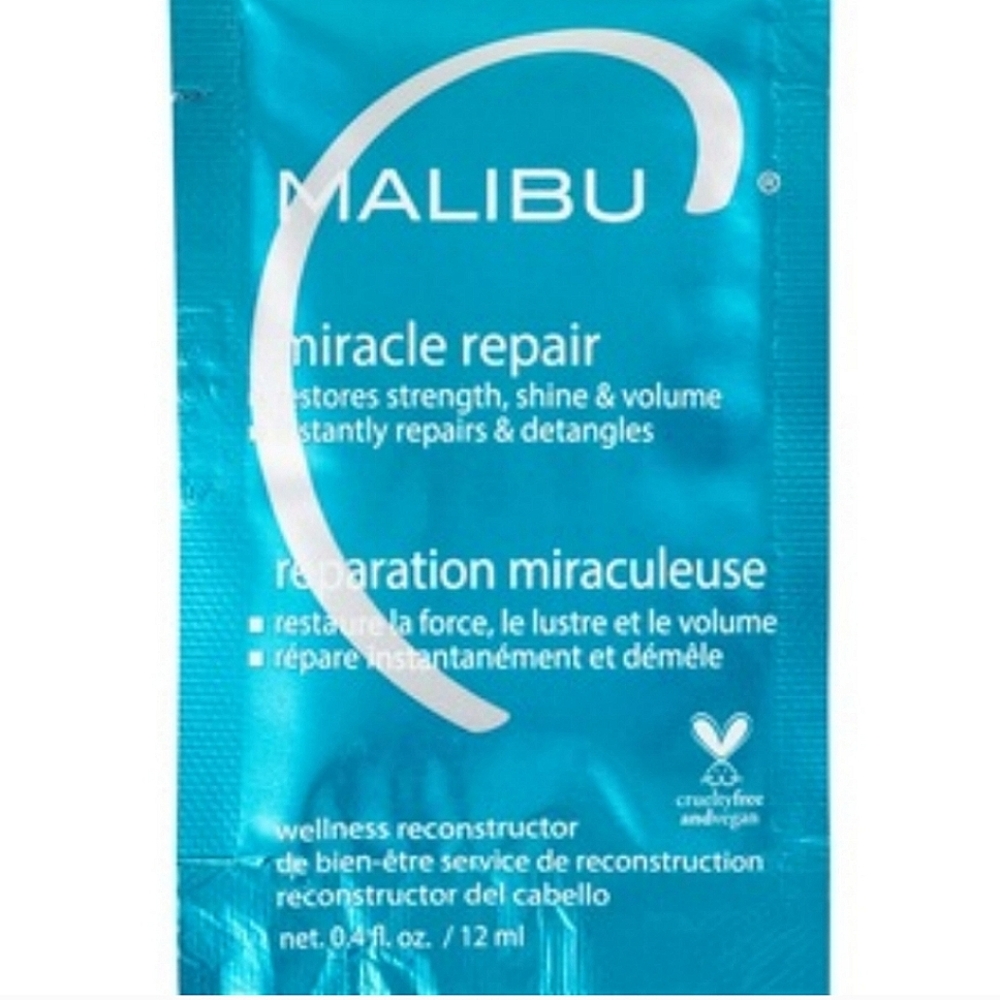 10 x Malibu C Miracle Repair Hair Reconstructor Treatment Packet Malibu